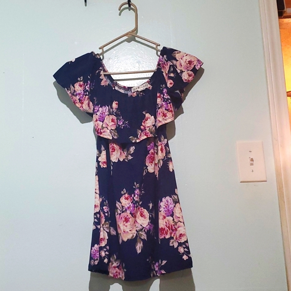 Eye Candy, Medium, Navy Blue w/ Pink Roses